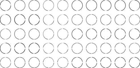 Grunge Circle Thin line black abstract shape 50 Set