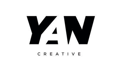 YAN letters negative space logo design. creative typography monogram vector	 - obrazy, fototapety, plakaty