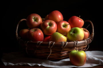 beautiful still life photo of basket with apples © JoseLuis
