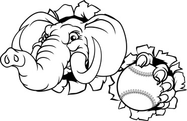 Elephant Baseball Ball Sports Animal Mascot