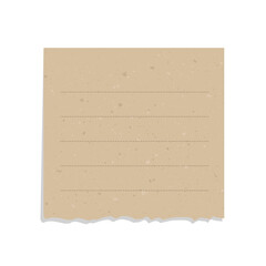 Square vintage brown torn paper note. Recycled ripped memo paper template.