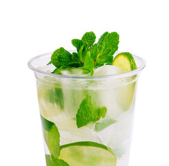 Fresh mojito drink on white background