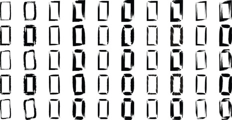 Grunge Rectangular shape bold line black 50 Set