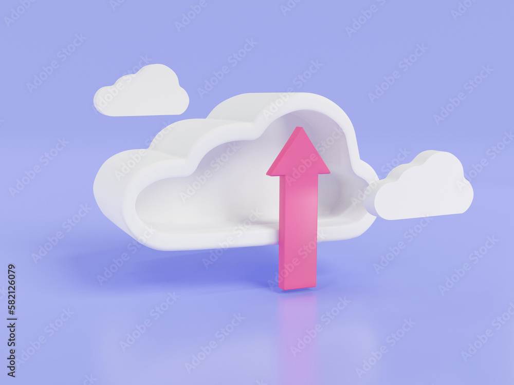 Poster upload to cloud icon on purple background. cloud upload, cloud computer communication, cloud storage