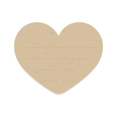 Vintage heart shape brown paper note. Recycled memo paper with adhesive tape.