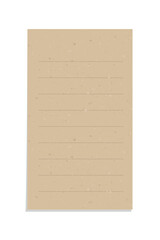 Aesthetic vintage brown paper note illustration. Recycled memo paper with adhesive tape template.