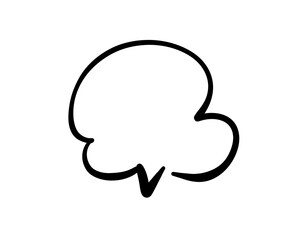 Speech bubble hand drawing drawn with black pen.