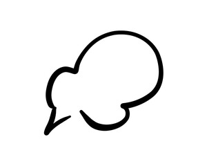 Speech bubble hand drawing drawn with black pen.