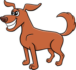 happy cartoon brown dog comic animal character