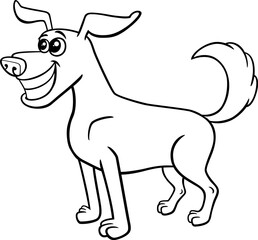 happy cartoon dog comic animal character coloring page