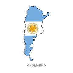 Argentina map and flag. Detailed silhouette vector illustration