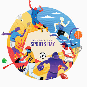Sports Illustration Vector. Sports Day Banner Background Vector