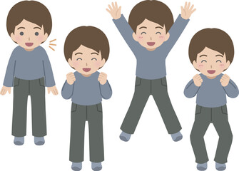 若い男性の喜ぶ表情セット　私服