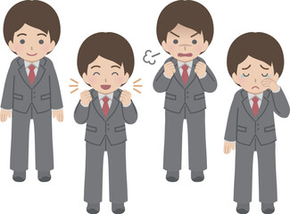 若い男性の喜怒哀楽セット　スーツ