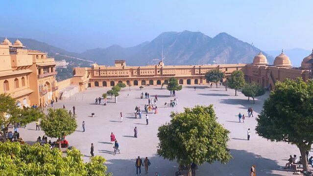 The famous Amber Fort, the fortified residence of Raja Man Singh I in the northern suburbs of Jaipur, India