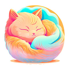 Cute soft fluffy squishmallow kawai sleeping cat - generative AI