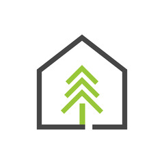 Pines Home Residence Vector Logo Template. The logo is a pines tree with incorporate. This symbolizes a neighborhood, protection, peace, growth, nature, ecological and environment concept.