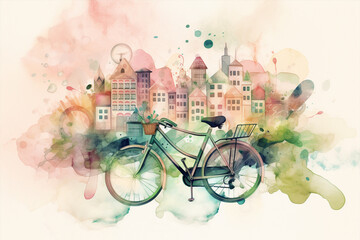 bike icon generative ai illustration, retro vintage dreamlike  representation