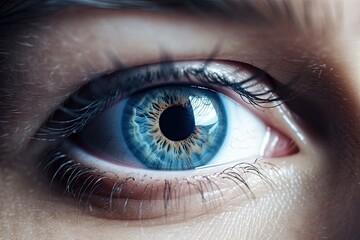 Obraz premium Stunning close up intricate details and beauty of a human eye. Generative AI