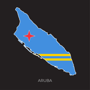 Aruba map and flag. Detailed silhouette vector illustration