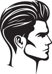 Silhouette of a fashion man head on a white background. 