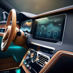 Foto op Plexiglas Dashboard with a touchpad of a modern car. Generative AI. © DALU11