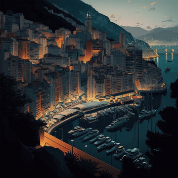 Monaco illustration. Generative AI.