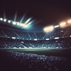 Soccer stadium with spotlights. Generative AI.