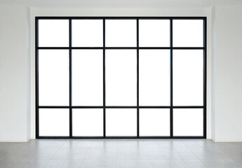 Blank building windows, Black aluminum material. Clipping path.