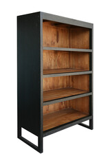 Black rustic side table two drawer isolated on white background. Classic furniture. Vintage interiors. Chinese style.