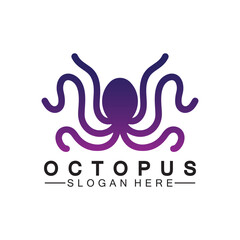 Octopus simple modern line art logo design-vector illustration