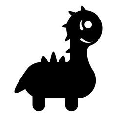 Funny dragon cute character dinosaur dino icon black color vector illustration image flat style
