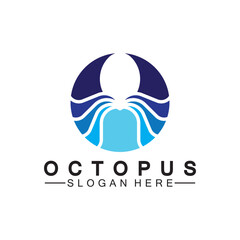 Octopus simple modern line art logo design-vector illustration