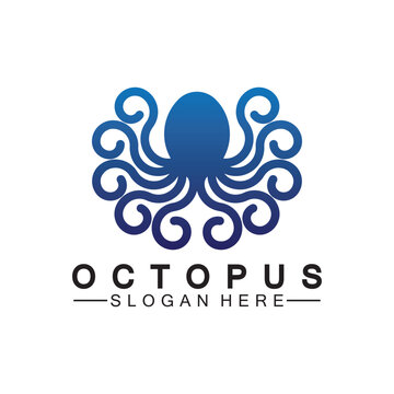 Octopus simple modern line art logo design-vector illustration