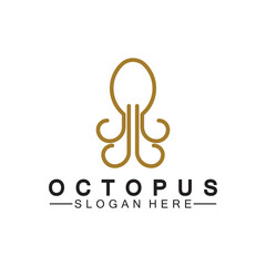 Octopus simple modern line art logo design-vector illustration