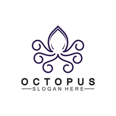Octopus simple modern line art logo design-vector illustration