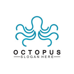 Octopus simple modern line art logo design-vector illustration
