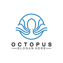 Octopus simple modern line art logo design-vector illustration