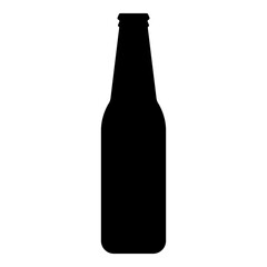Bottle beer with glass icon black color vector illustration image flat style