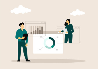 Expert concept. Professional business adviser provides solutions for business. Expertise and corporate consultancy. Idea of strategy management and troubleshooting. Flat vector illustration