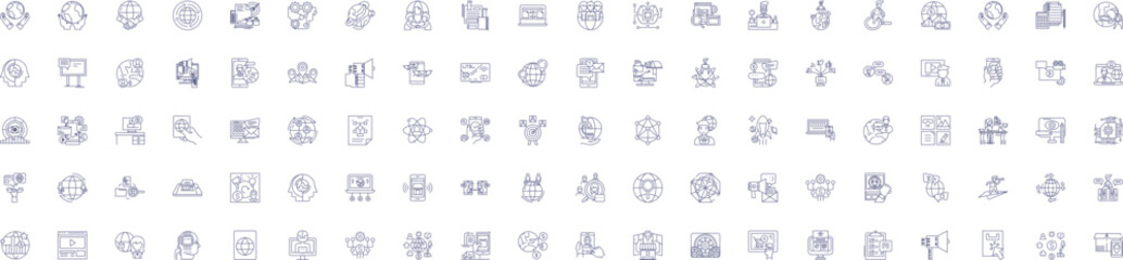 Internet line icons signs set. Design collection of Network, digital, web, cyberspace, broadband, online, information, communications outline concept vector illustrations - obrazy, fototapety, plakaty