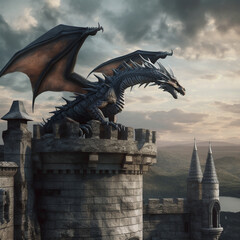 dragon on castle