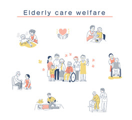 さまざまな介護福祉のイメージ　セット