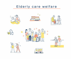 さまざまな介護福祉のイメージ　セット