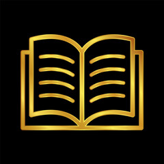 book icon vector  in gold colored for graphic and web design