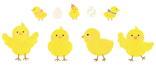 Chick illustration in various poses, 여러 포즈의 병아리 일러스트