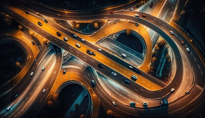 Expressway top view, Road traffic an important infrastructure in Thailand