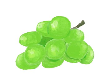 A Green Grape Painting. The green grape is a sweet fruit that grows in bunches. 
