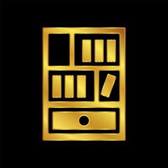 bookshelf icon in gold colored for graphic and web design