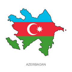 Azerbaijan map and flag. Detailed silhouette vector illustration